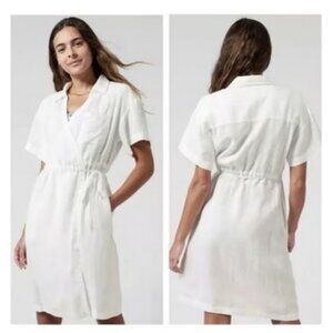 Athleta Playa White Linen Wrap dress size: 4